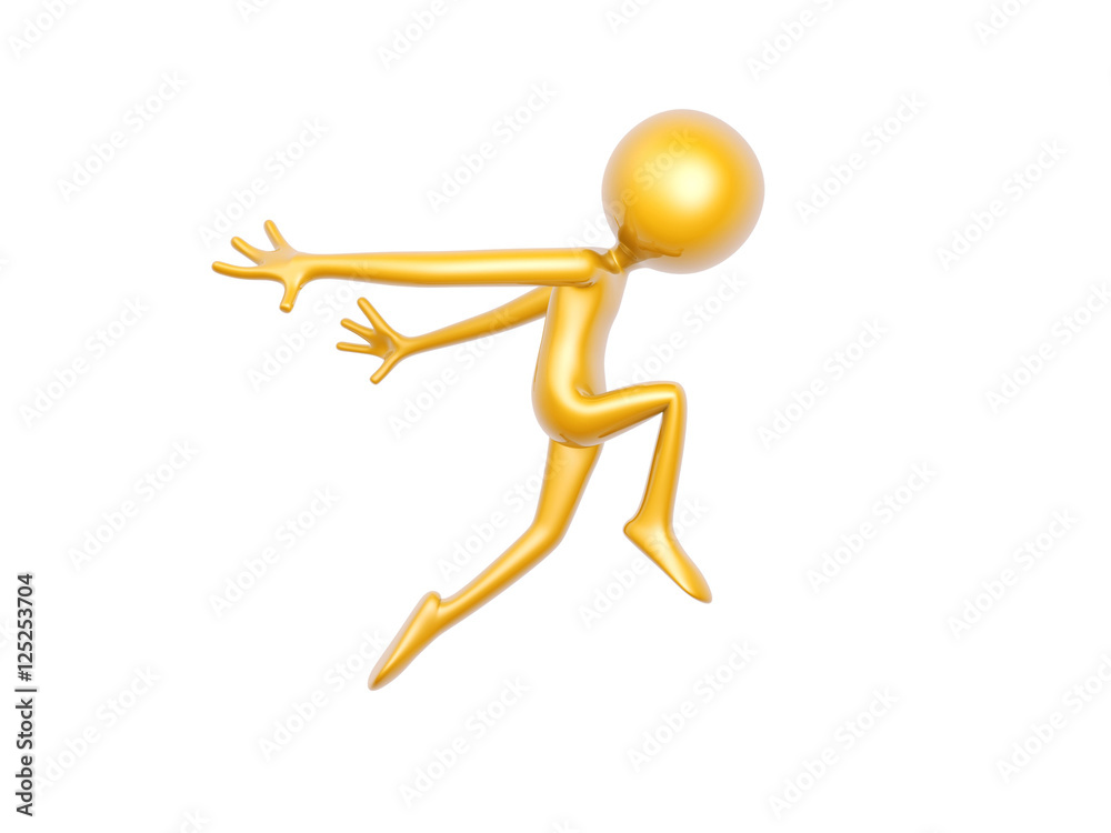 golden guy dance jump isolated on white background 3d illustration golden guy dance jump isolated on white background 3d illustration