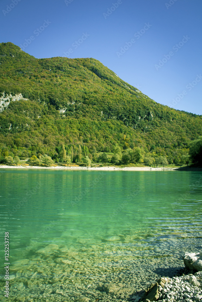 Lago di Tenno - turquoise lake in Italian Alps