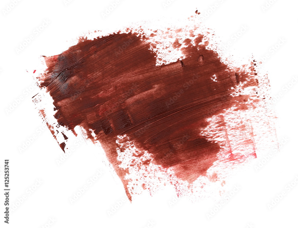 photo stain, brown grunge brush strokes oil paint isolated on white background