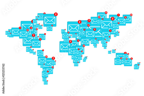 World email  concept of using the mail system by people througho