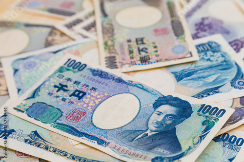 BAckground of Japanese currency notes photo