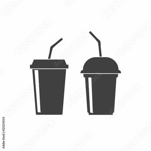 Plastic cups icon. Drink, juice or smoothies