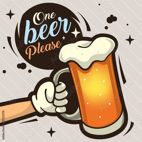 One Beer Please Hand Drawn Artistic Cartoon Illustration  For Ad