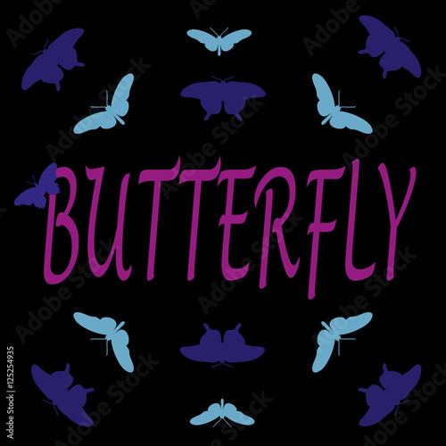 T shirt butterfly on black background.
