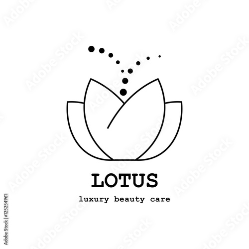 Logo lotus luxury beauty care with black stroke on white background