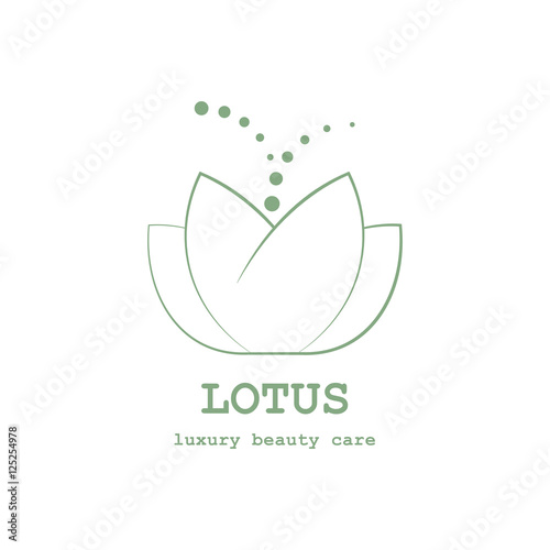 Logo lotus luxury beauty care with green stroke on white background