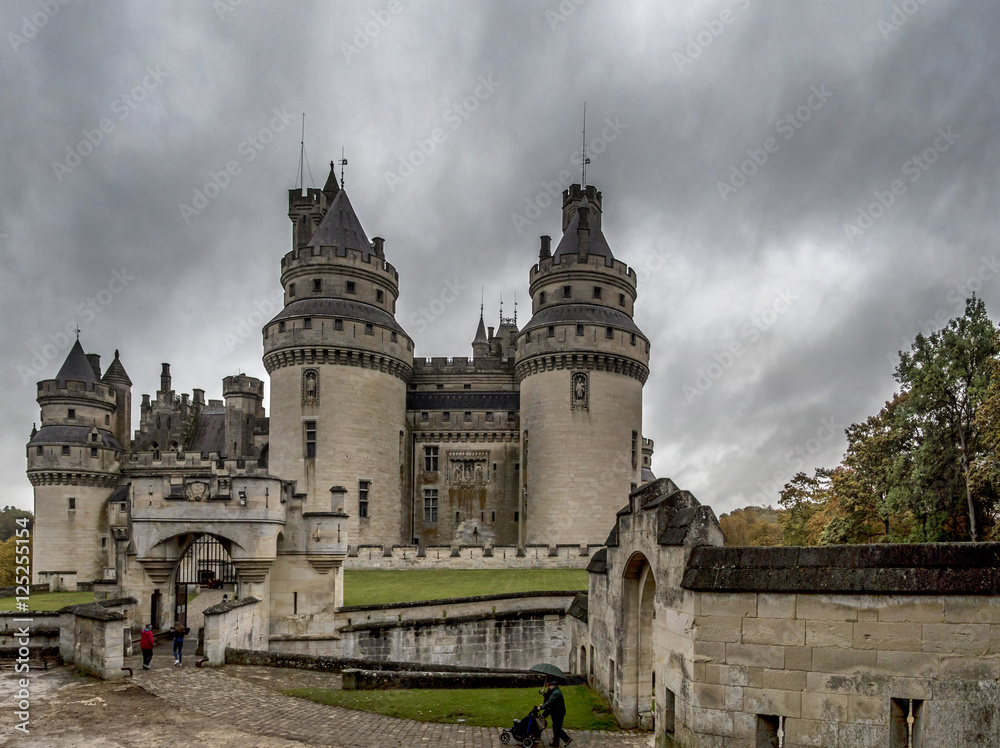 The entrance of the Pierrrefonds castle, France