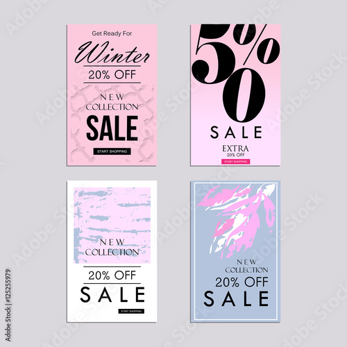 Sale website banners design set. Social media banners, posters, email and newsletter designs, ads, leaflets, placards, brochures, flyers, web stickers, promotional material vector illustration design