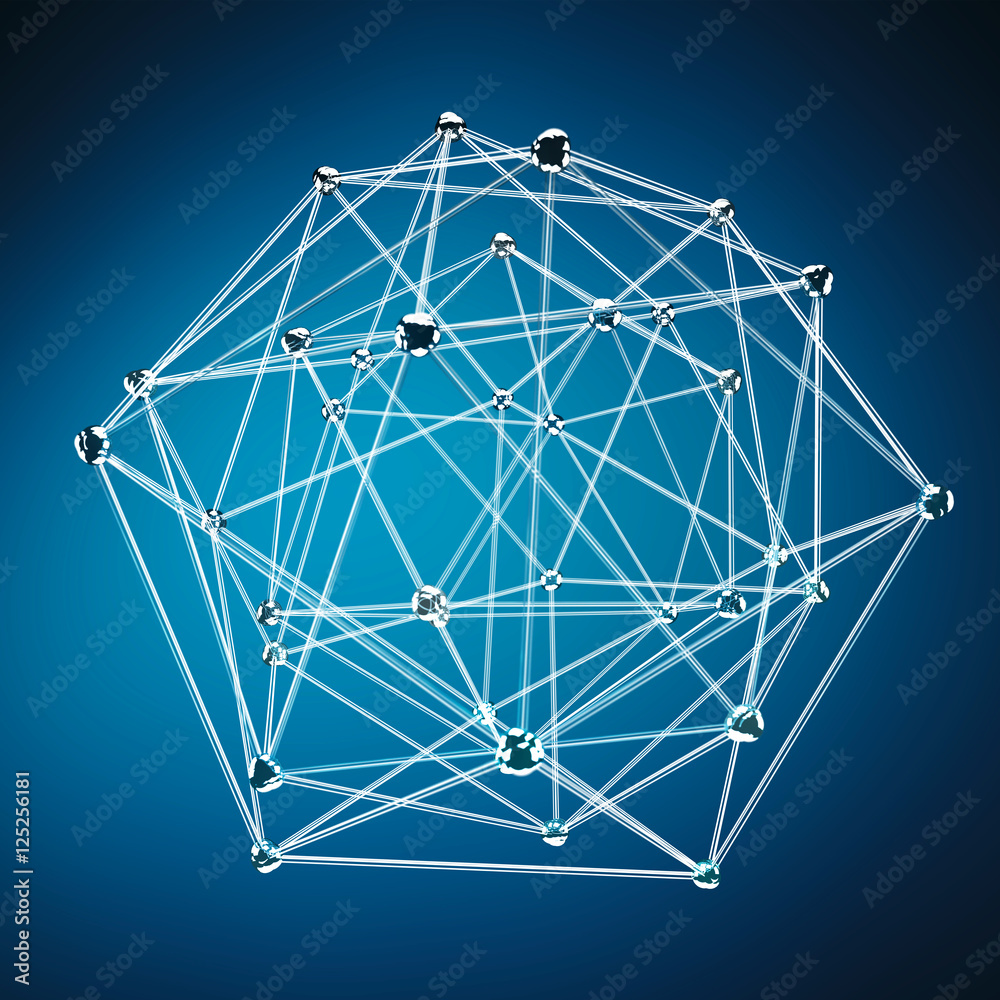 Abstract sphere with dots and lines 3D rendering Abstract sphere with dots and lines 3D rendering