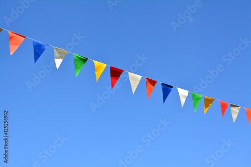 Pennant flags and blue sky