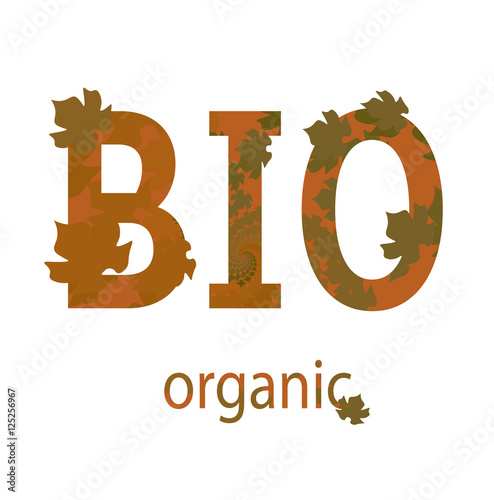 Orange natural Bio Organic sign pattern on white background