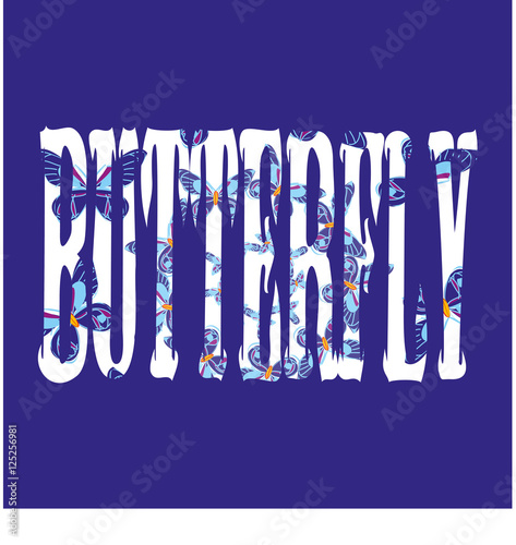 T shirt butterfly on blue background 2