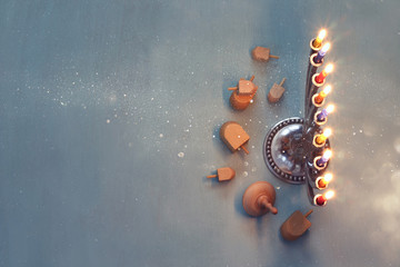 Top view Image of jewish holiday Hanukkah