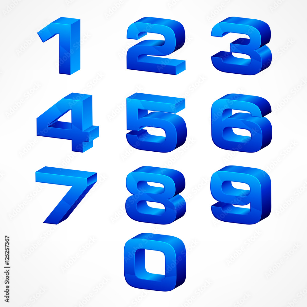 Alphabet isometric numbers in blue Alphabet isometric numbers in blue
