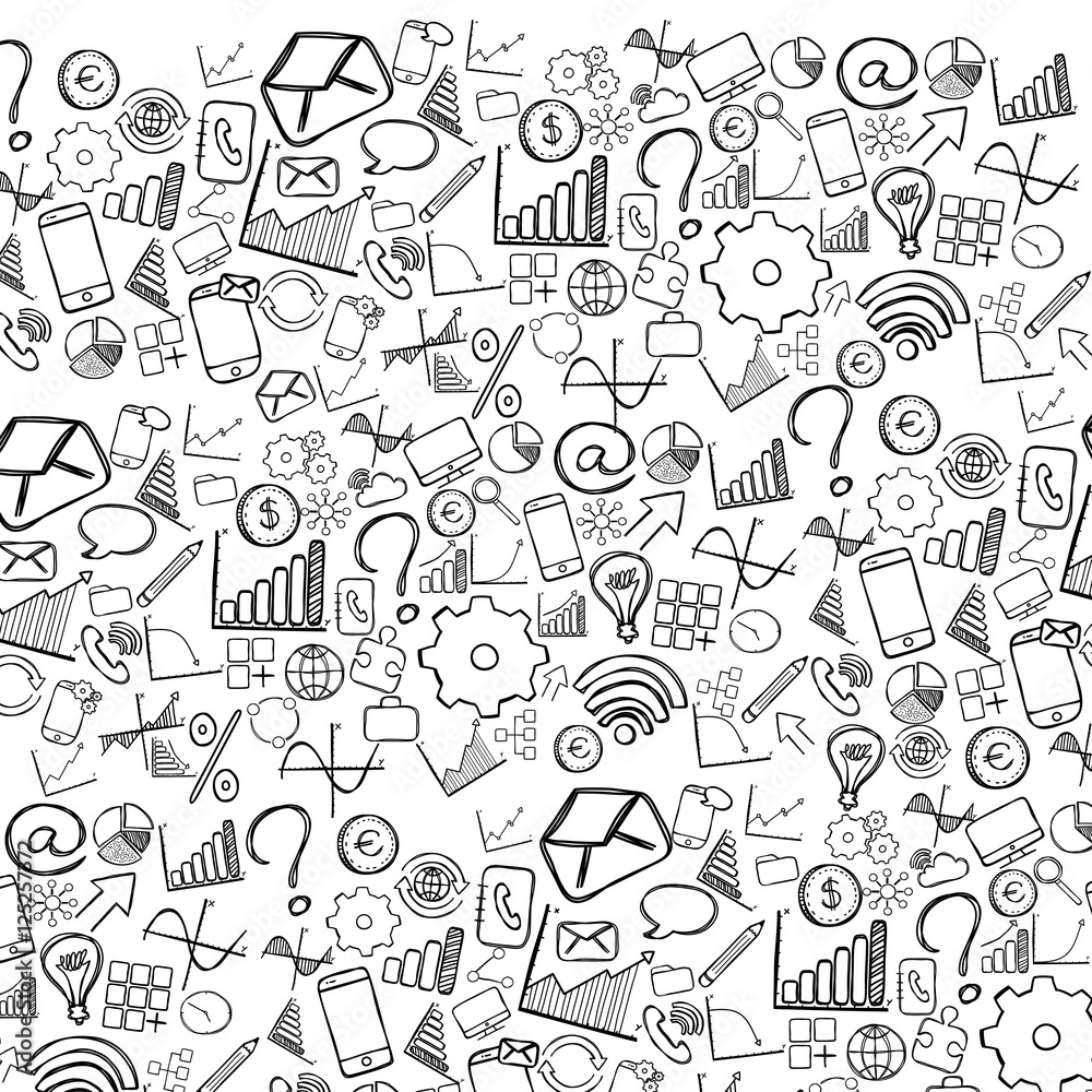 Wallpaper of business hand drawn icons