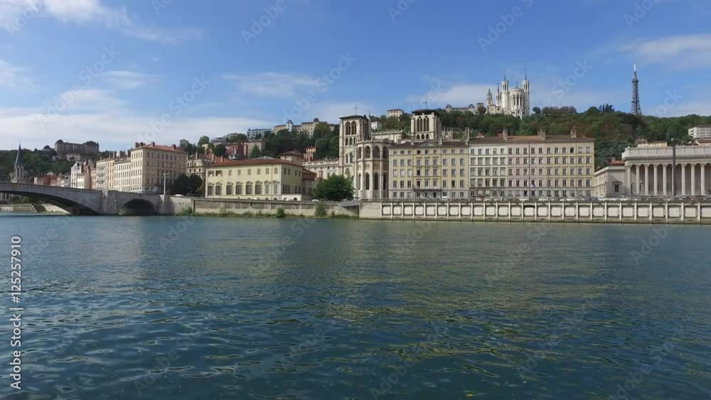 Panoramic view of Saone river in Lyon Panoramic view of Saone river in Lyon