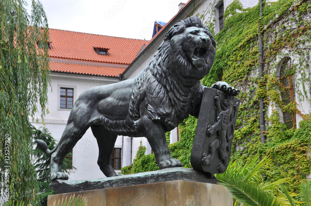 Statue of lion, Prague, Czech republic