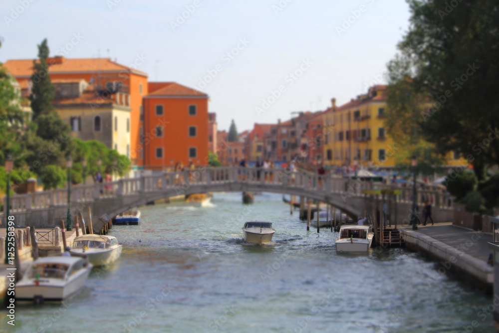 Nice view of Rio Novo from Fondamenta Santa Caterina Bridge, Venice, Italy