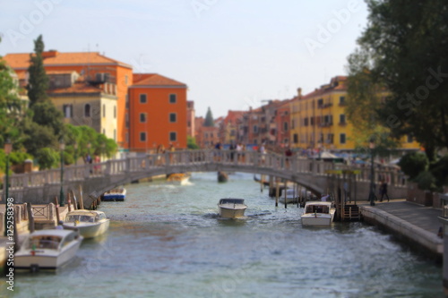 Nice view of Rio Novo from Fondamenta Santa Caterina Bridge, Venice, Italy