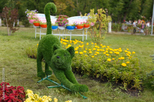 Topiary figure of flowers. Flower Festival. Samara photo