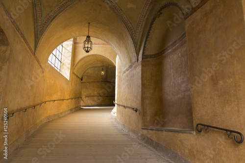 Sunny passage hall to castle in Czech Krumlov