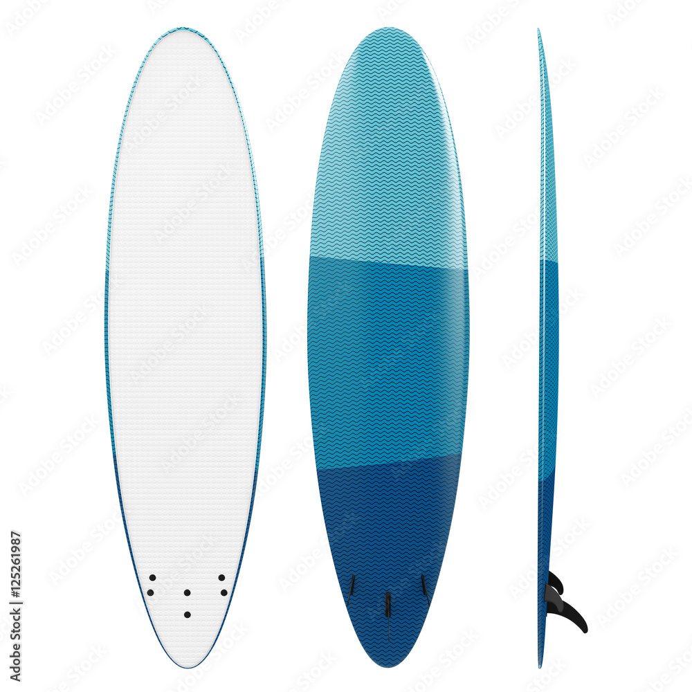 Modern Surfboard with Fins. 3d Rendering Modern Surfboard with Fins. 3d Rendering