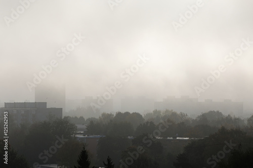 Morning fog in the city