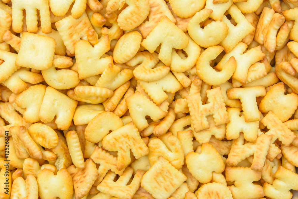Alphabet made from bread background Alphabet made from bread background