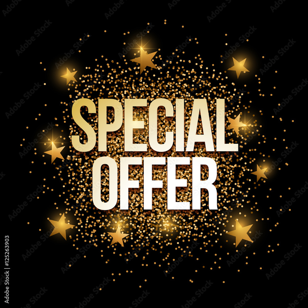 Special Offer golden glitter background banner. Special Offer golden glitter background banner.