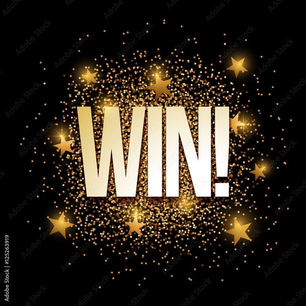 Win golden glitter background banner. Stock Vector | Adobe Stock