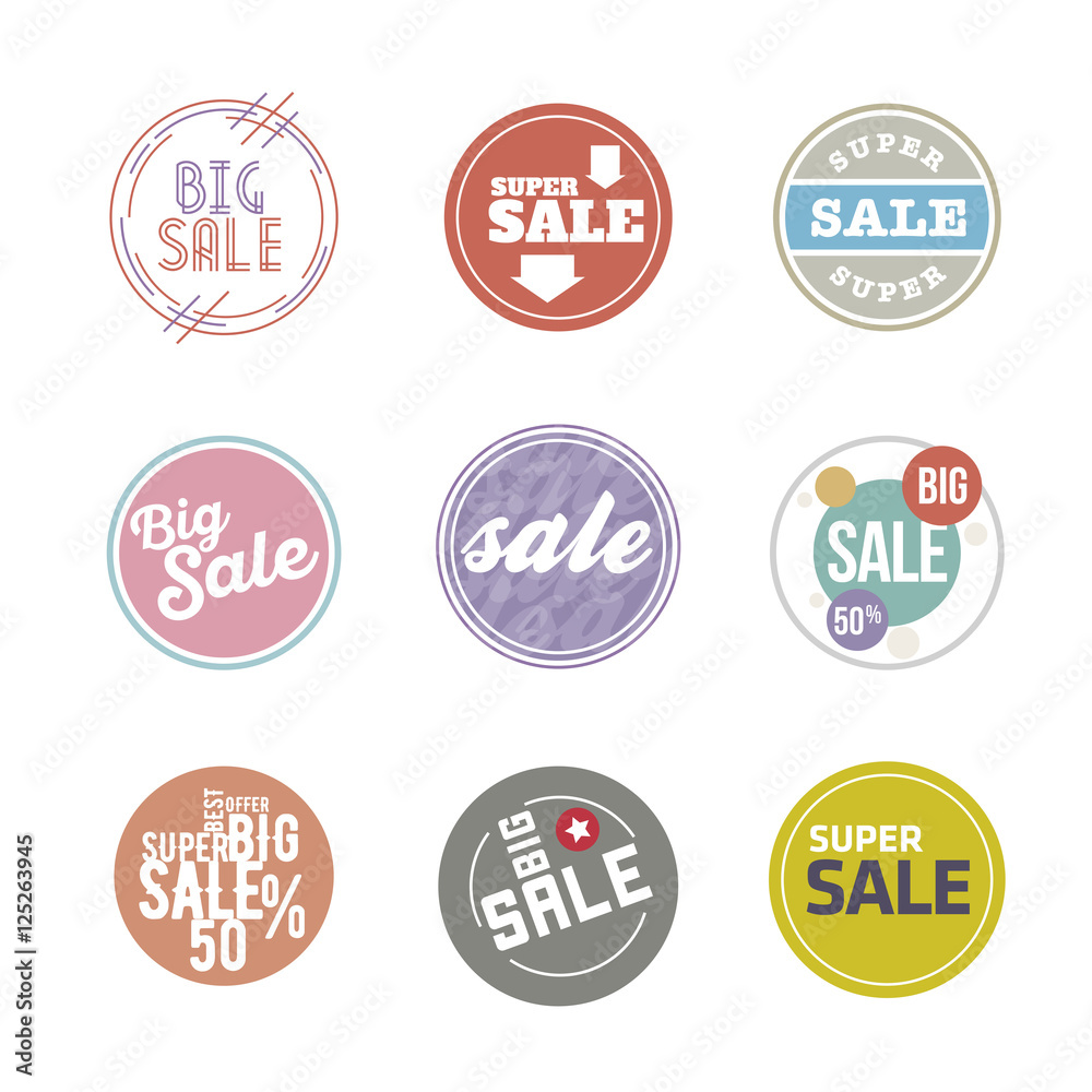Vector Circle Sale Sticker Set