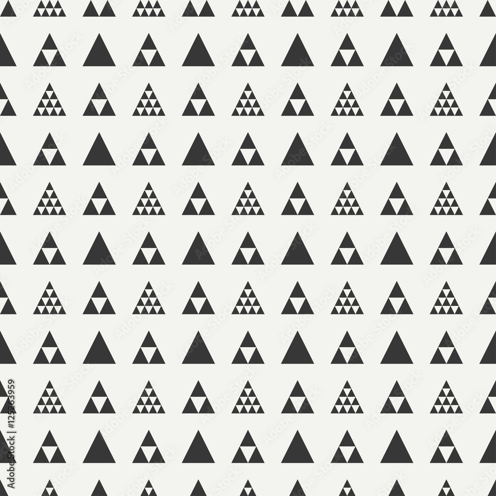Geometric line monochrome abstract hipster seamless pattern with triangle. Wrapping paper. Scrapbook paper. Tiling. Vector illustration. Background. Graphic texture for your design, wallpaper.
