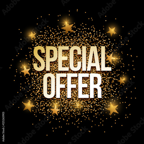 Special Offer golden glitter background banner.