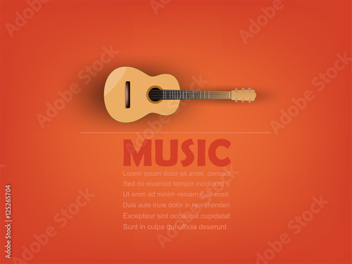 info graphic design vector of acoustic guitar with music text and copy space,realistic retro design, music design concept, music info graphic design poster 