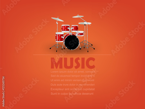 info graphic design vector of drum set with music text and copy space,realistic retro design, music design concept, music info graphic design poster 