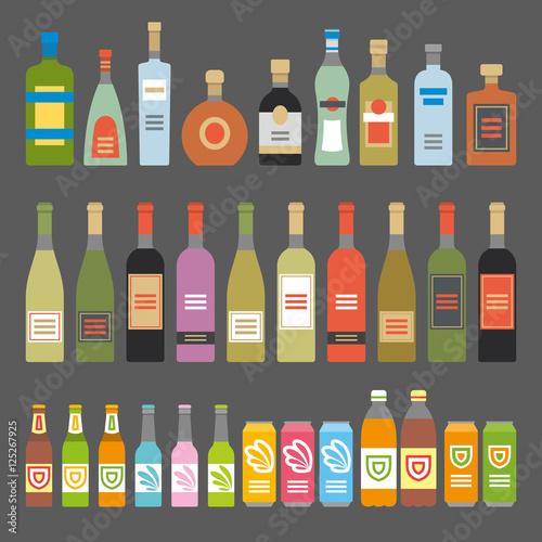 Flat Icons Alcoholic Beverages