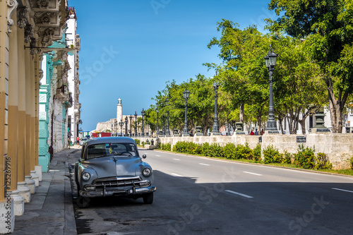 Vintage car near Paseo del Prado (Paseo de Marti) - Havana, Cuba photo