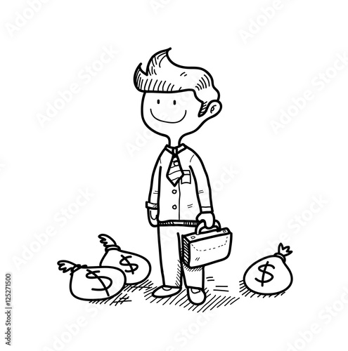 Rich and Successful Businessman Doodle. A hand drawn vector doodle illustration of a wealthy businessman.