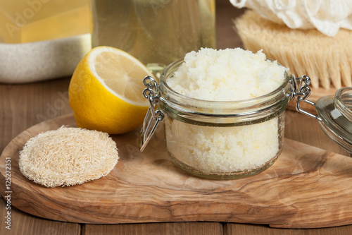 Handmade Lemon Scrub With Coconut Oil. Toiletries, Spa Set.