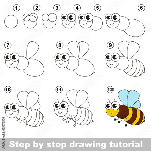 The honeybee. Drawing tutorial.