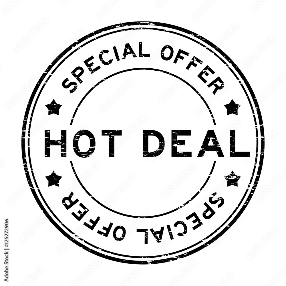 Grunge black special offer and hot deal rubber stamp