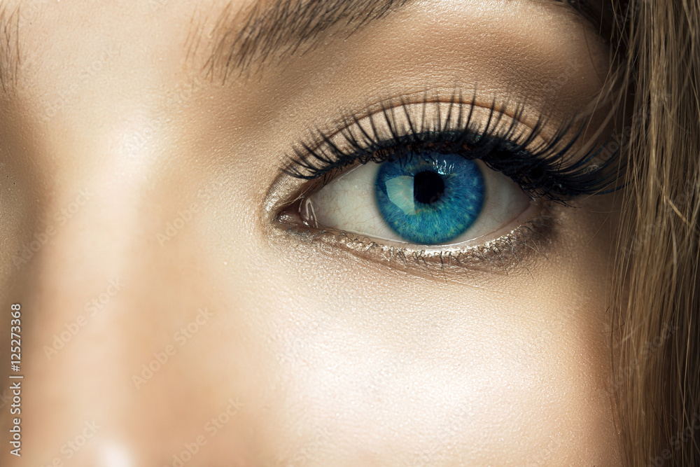 Naklejka premium Macro image of human eye. Beautiful eye. Younge woman.