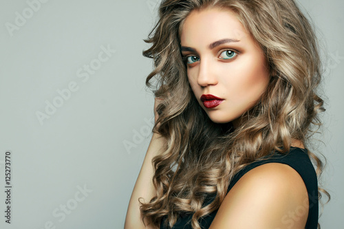 Portrait of beautiful sensual woman with elegant hairstyle. Perf