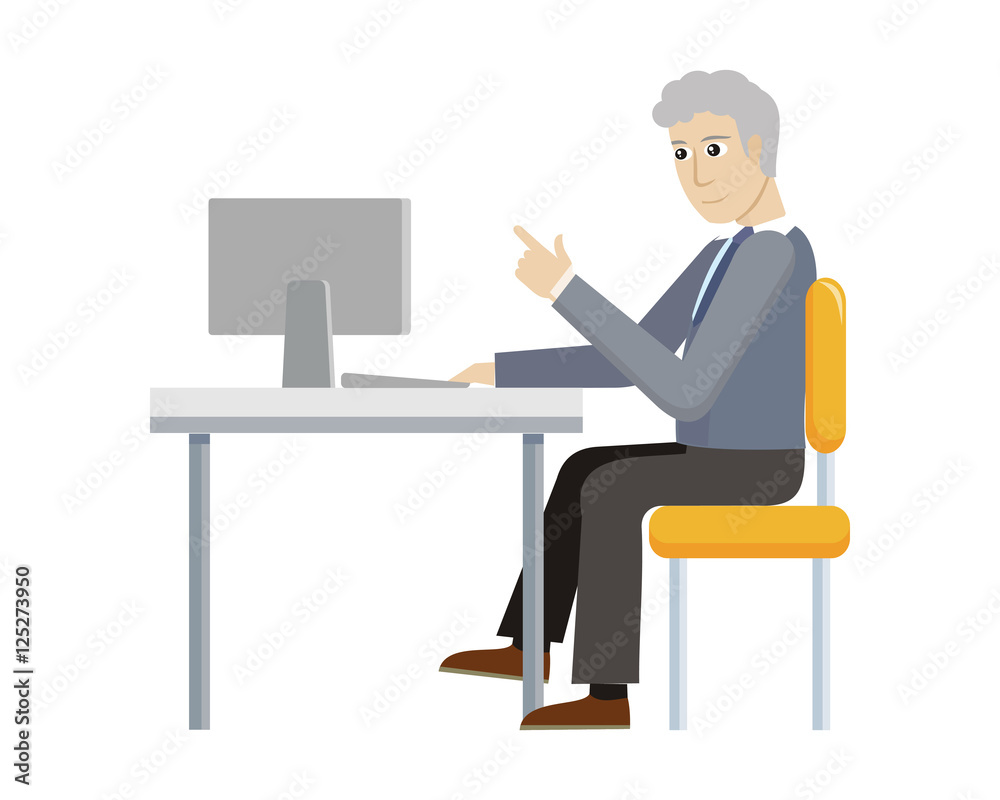 Business Man Working with Desktop Computer