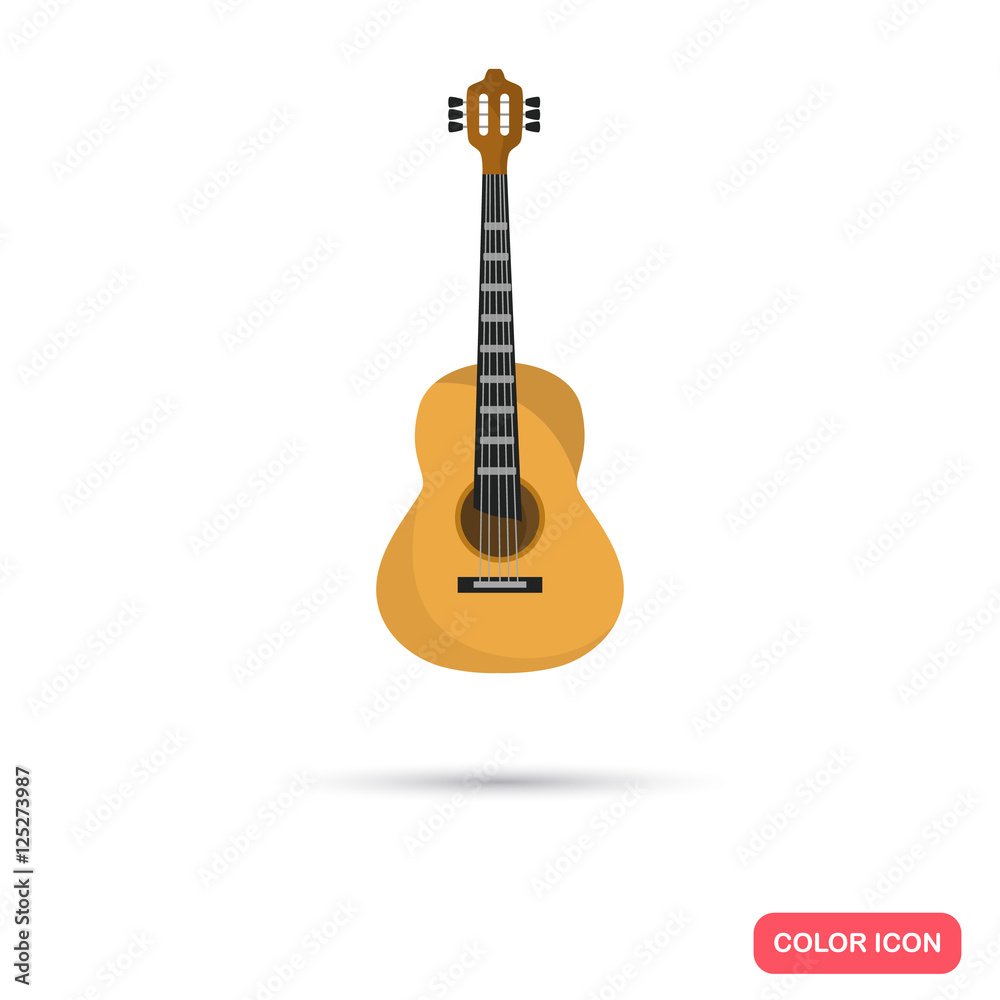 Obraz premium Acoustic guitar music instrument. Color flat icon
