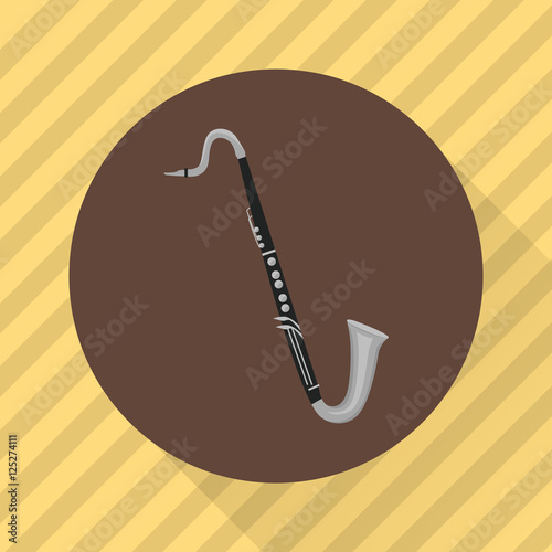 Bass clarinet music instrument. Color flat icon