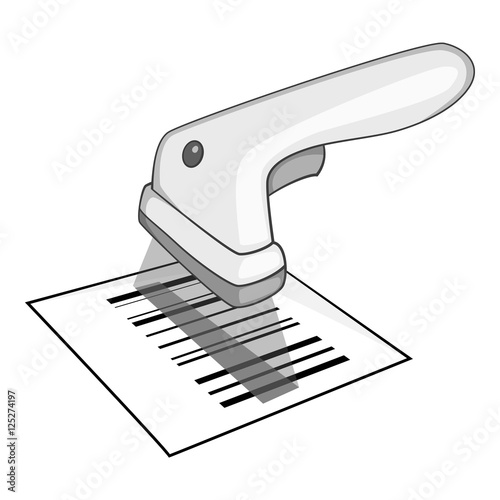 Barcode scanner icon. Gray monochrome illustration of barcode scanner vector icon for web design