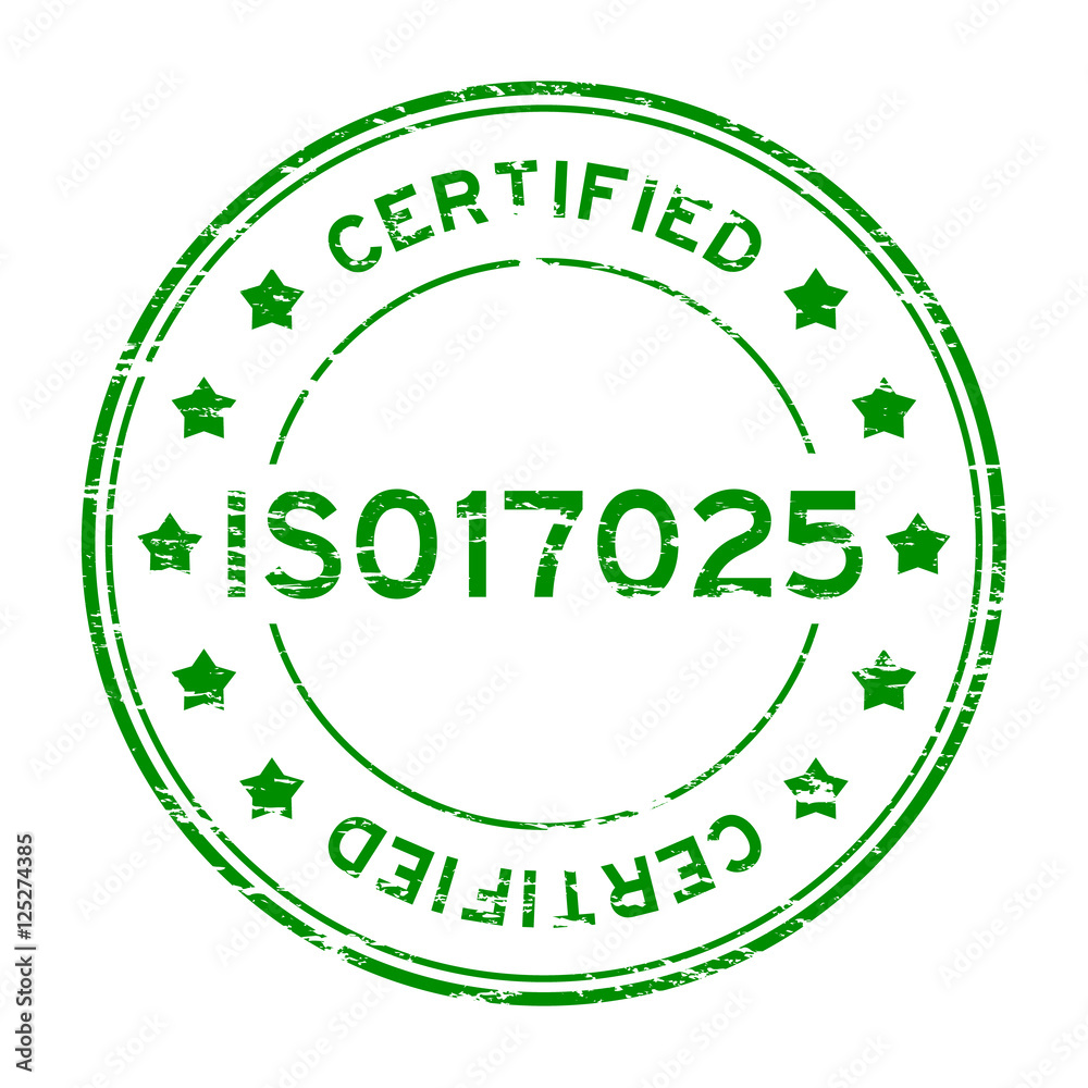 Grunge green ISO 17025 certified round rubber stamp Grunge green ISO 17025 certified round rubber stamp