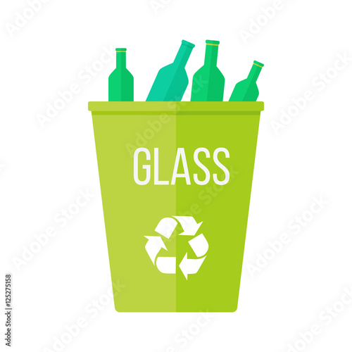 Green Recycle Garbage Bin with Glass