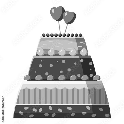 Wedding cake icon. Gray monochrome illustration of wedding cake vector icon for web